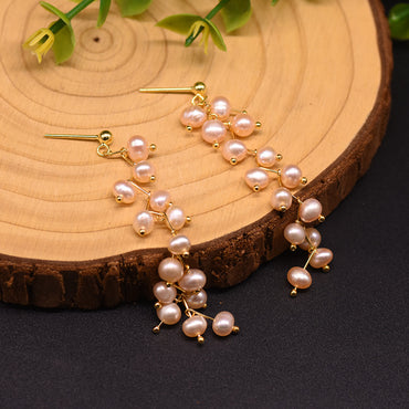 Retro Geometric Pearl Drop Earrings 1 Pair