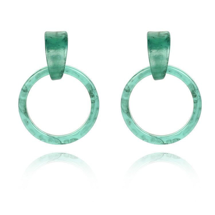 New Round Geometric Acrylic Acetate Green Resin Fashion Earrings