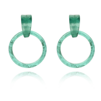 New Round Geometric Acrylic Acetate Green Resin Fashion Earrings