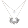 Fashion Double Layer Rhinestone Fan-shaped Clavicle Necklace