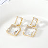 Korean Colorful Glass Square Crystal Earrings