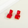 Korean Colorful Glass Square Crystal Earrings