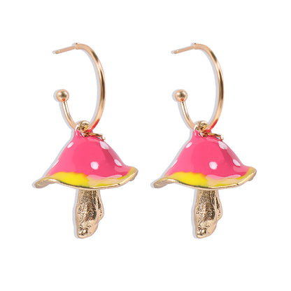 Hot Sale Creative Dream Cute Small Mushroom Drip Earrings Colorful Drip Mushroom Earrings Wholesale Gooddiy