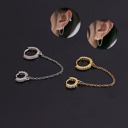 Fashion  Zircon Round Ear Buckle  Creative  Pierced Earrings