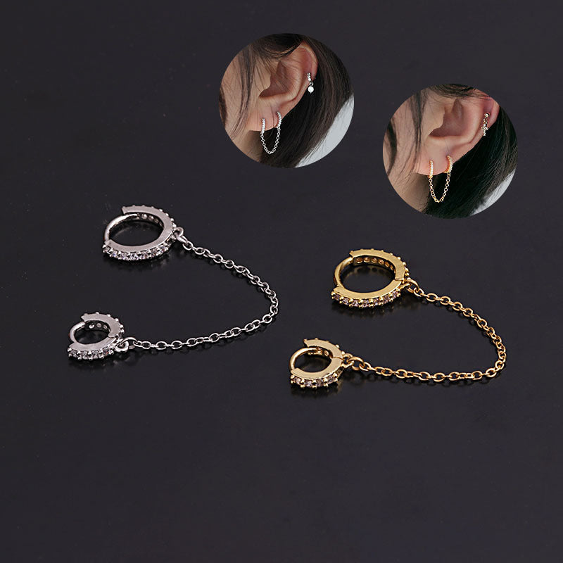 Fashion  Zircon Round Ear Buckle  Creative  Pierced Earrings