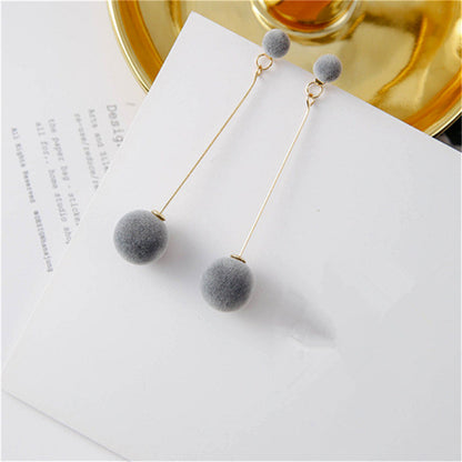 Korean Fashion Hair Ball Earrings