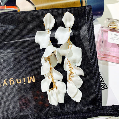 Fashion Geometric Leaf Plating Alloy Drop Earrings