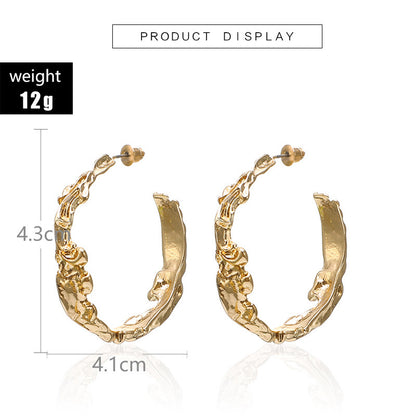 Circle Glossy Diamond Flower Leaf Earrings