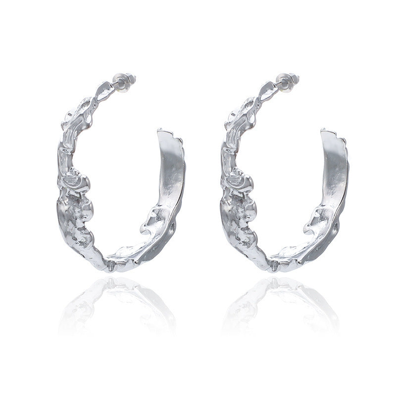 Circle Glossy Diamond Flower Leaf Earrings