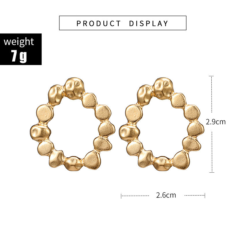 Circle Glossy Diamond Flower Leaf Earrings