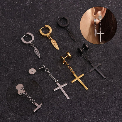 Simple Style Cross Plating Stainless Steel Earrings