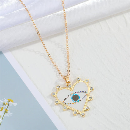 Bohemia New Diamond Heart-shaped Demon Eye Necklace