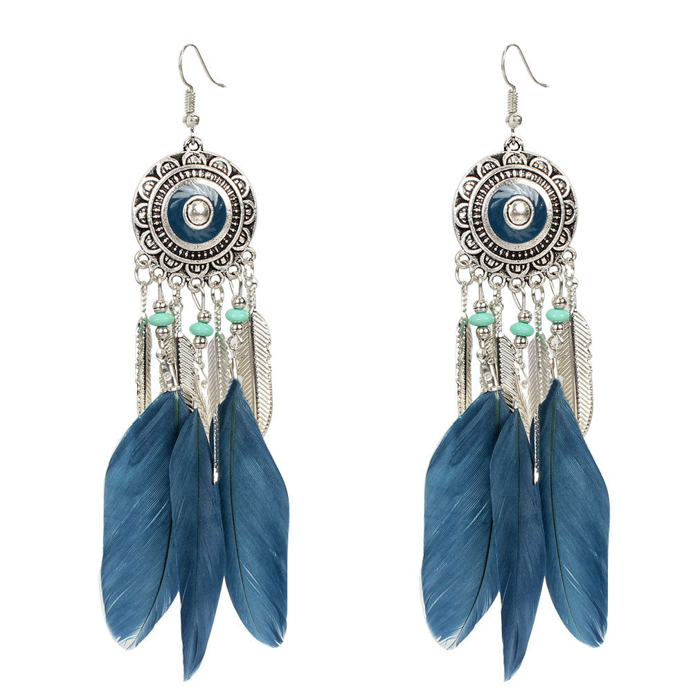 Bohemian Alloy Feather Earrings