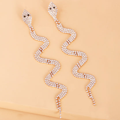 New  Inlaid  Diamond Snake Earrings