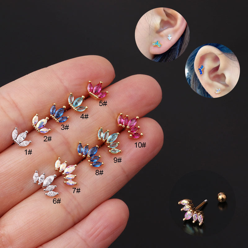 Lady Crown Plating Metal Artificial Gemstones Earrings Ear Studs