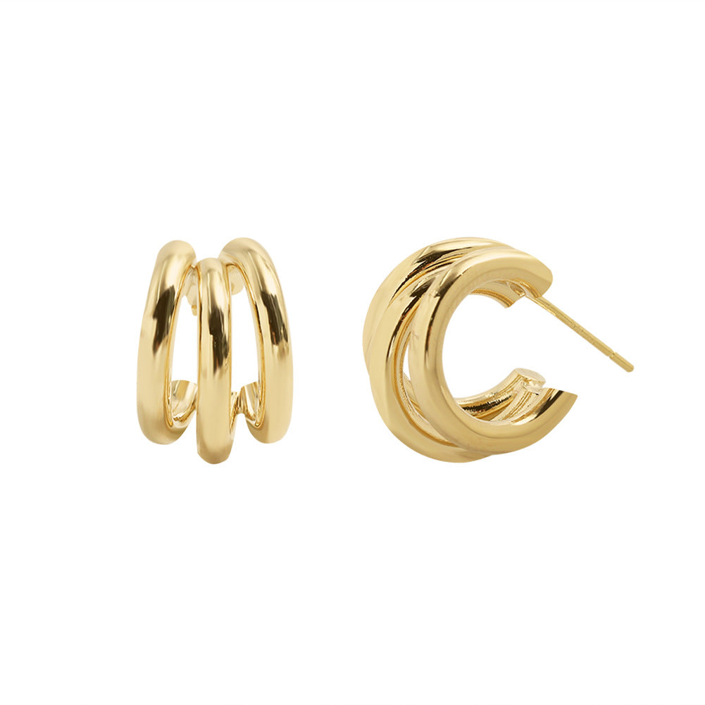 Retro C-shaped Multi-layer Earrings