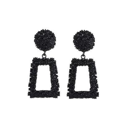 1 Pair Simple Style Round Square Patchwork Alloy Chandelier Earrings