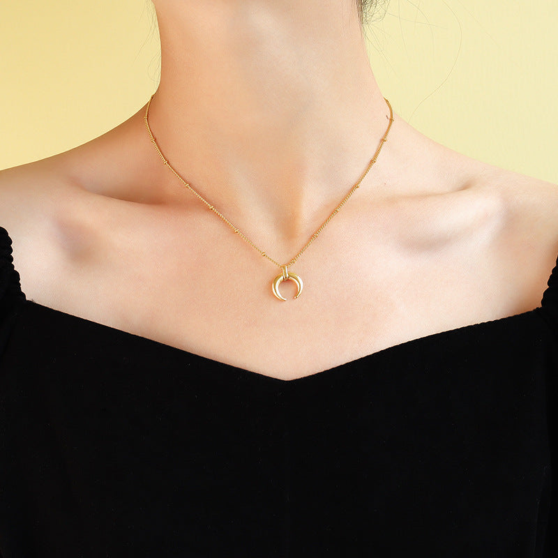 Simple Fashion Short Moon Necklace