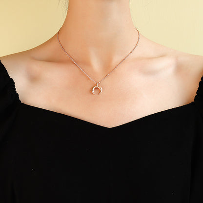 Simple Fashion Short Moon Necklace