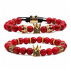 Red Turquoise Volcanic Stone Picture Beaded Bracelet