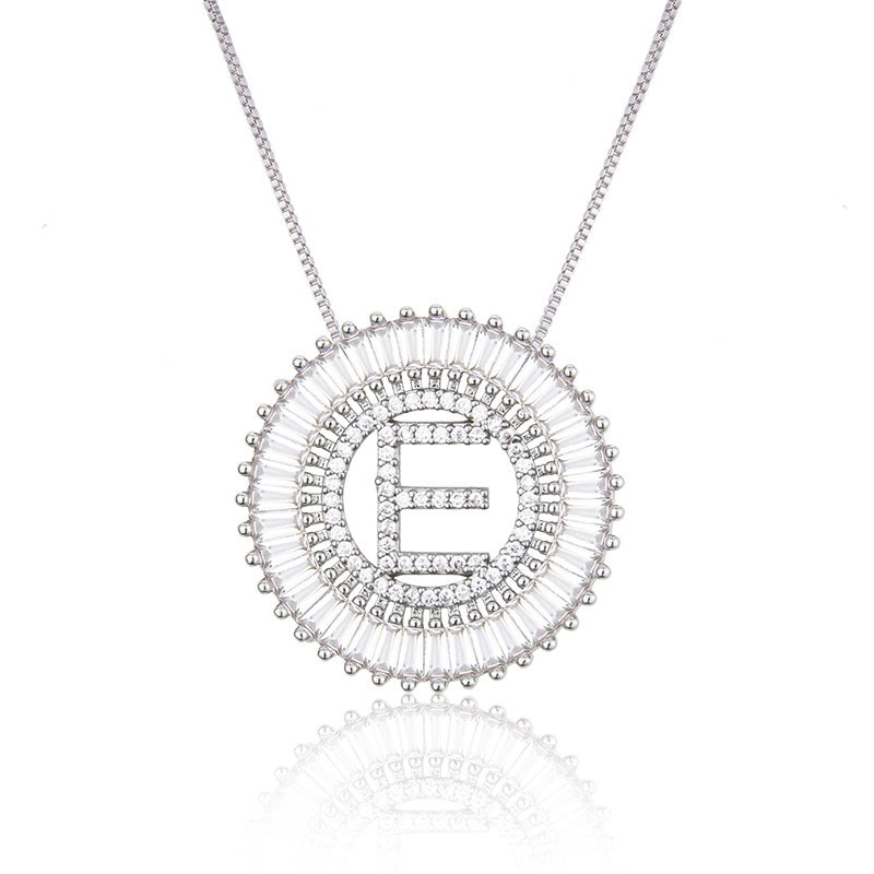 Platinum 26 English Alphabet Inlaid Zirconium Necklace