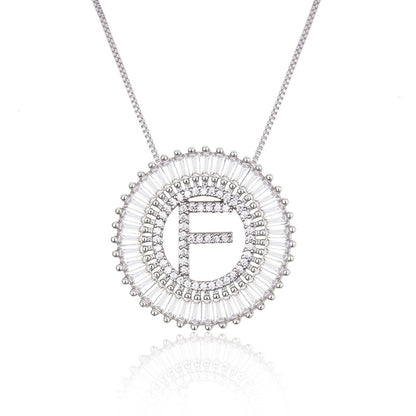 Platinum 26 English Alphabet Inlaid Zirconium Necklace