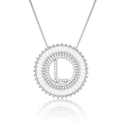 Platinum 26 English Alphabet Inlaid Zirconium Necklace