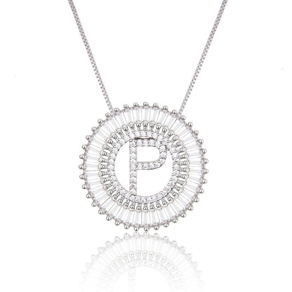 Platinum 26 English Alphabet Inlaid Zirconium Necklace