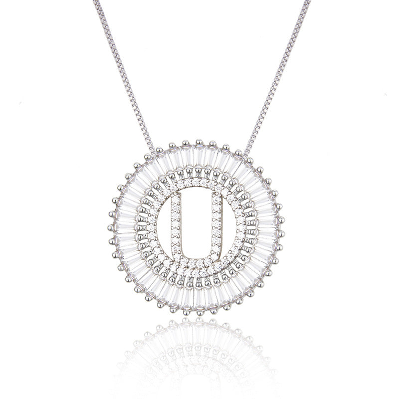 Platinum 26 English Alphabet Inlaid Zirconium Necklace