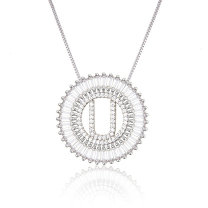 Platinum 26 English Alphabet Inlaid Zirconium Necklace