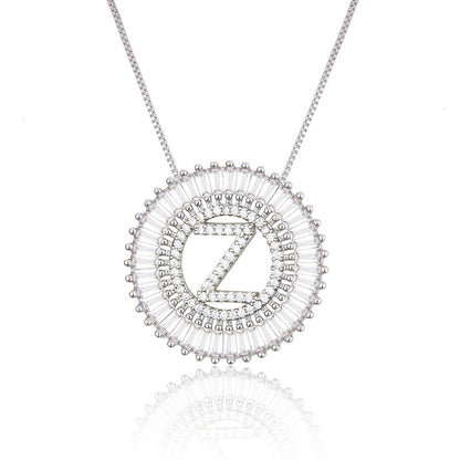 Platinum 26 English Alphabet Inlaid Zirconium Necklace