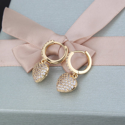 Simple Heart-shaped Zircon Earrings