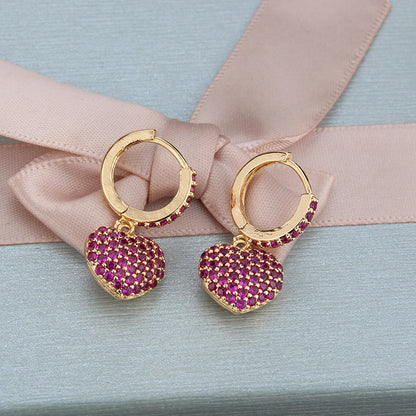 Simple Heart-shaped Zircon Earrings