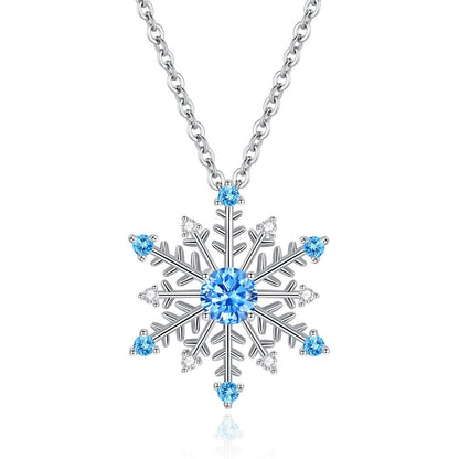 Simple Style Snowflake Copper Inlay Zircon Pendant Necklace