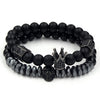 Black Frosted Stone Skull Head Bracelet