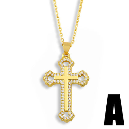 Retro Cross Simple Diamond Cross Necklace