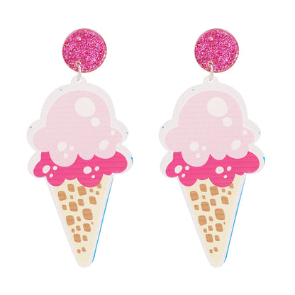 Acrylic Pink Ice Cream Pendant Earrings