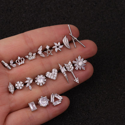 Hot Selling Creative Stainless Steel Ear Studs Inlaid Zircon Ear Bone Studs