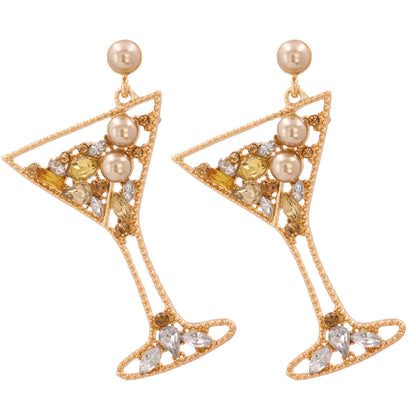 Retro Geometric Champagne Glasses Earrings