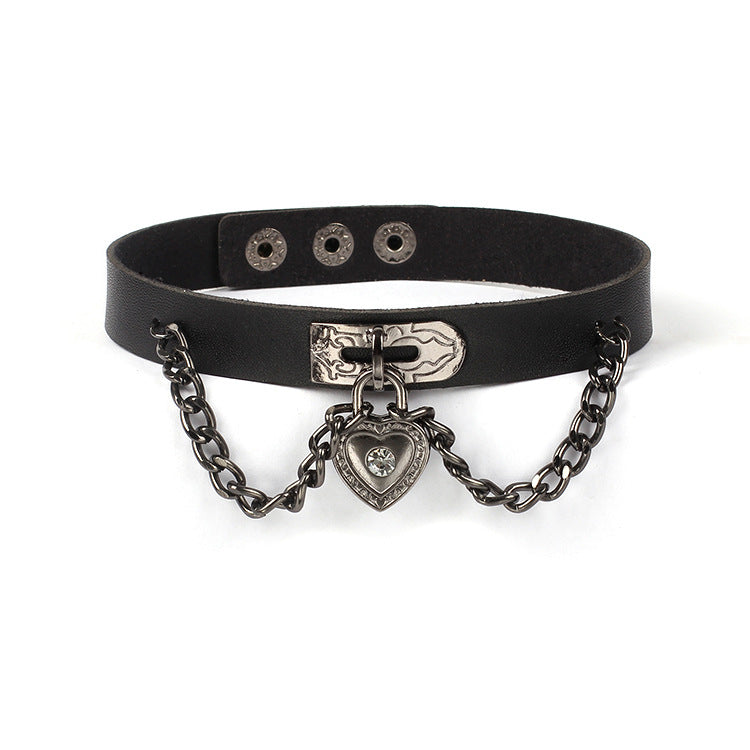 Retro Punk Streetwear Heart Shape Pu Leather Alloy Wholesale Choker