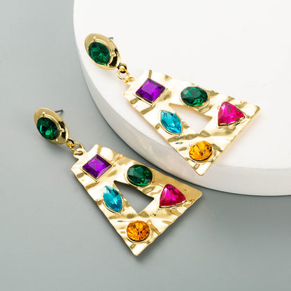 Fashion Geometric Diamond Alloy Artificial Gemstones Earrings