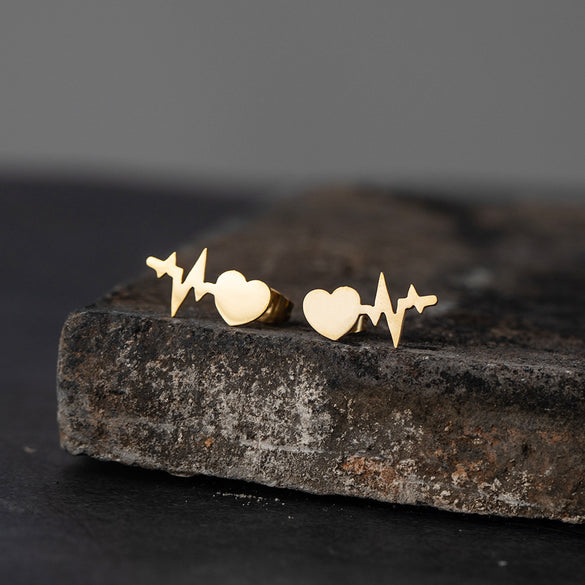 1 Pair Hip-Hop Triangle Star Heart Shape Stainless Steel Ear Studs