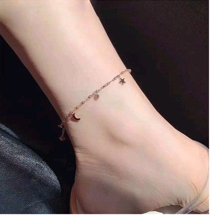 Korean Star And Moon Titanium Steel Anklet