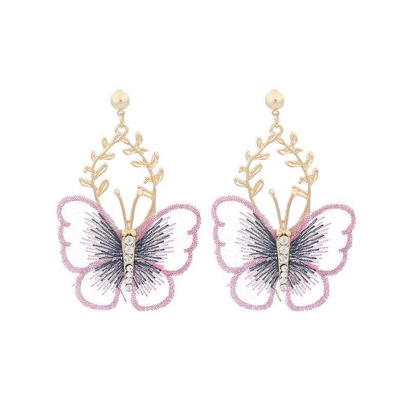 Fashion Metal Lace Butterfly Earrings Wholesale