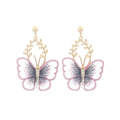 Fashion Metal Lace Butterfly Earrings Wholesale