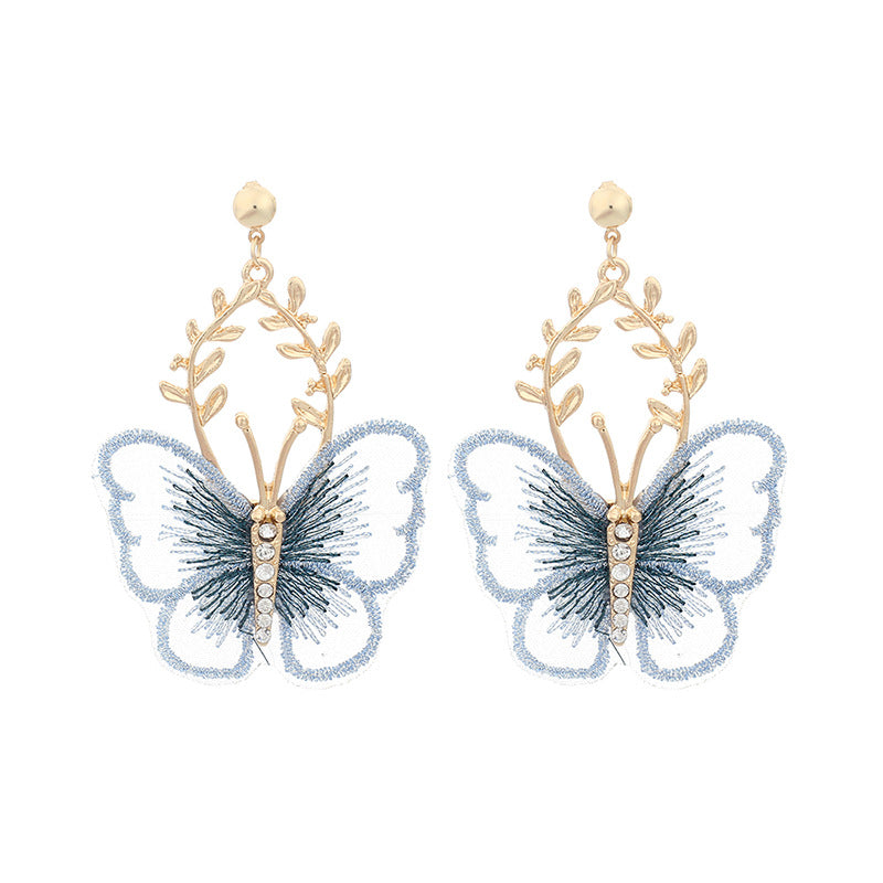 Fashion Metal Lace Butterfly Earrings Wholesale