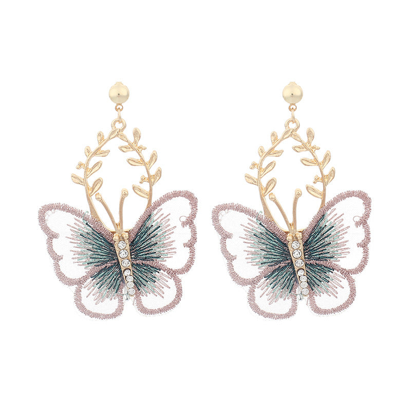 Fashion Metal Lace Butterfly Earrings Wholesale