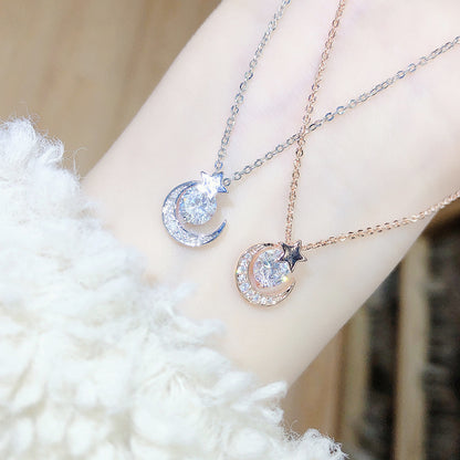 Simple Style Star Moon Copper Zircon Pendant Necklace In Bulk