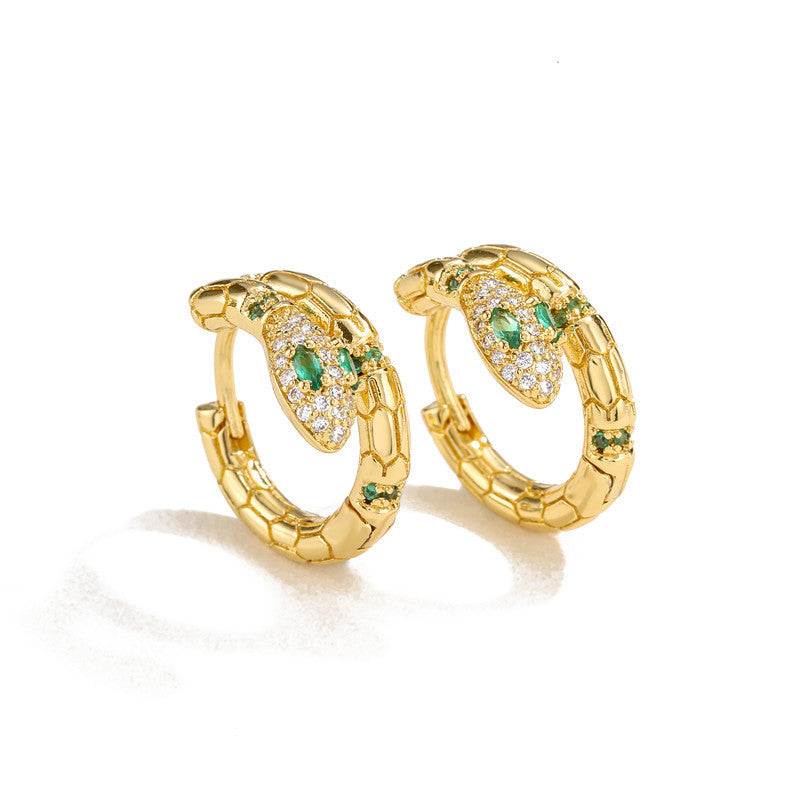 Fashion Snake Copper Zircon Earrings