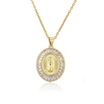 Retro Virgin Mary Pendant Oval Necklace Wholesale